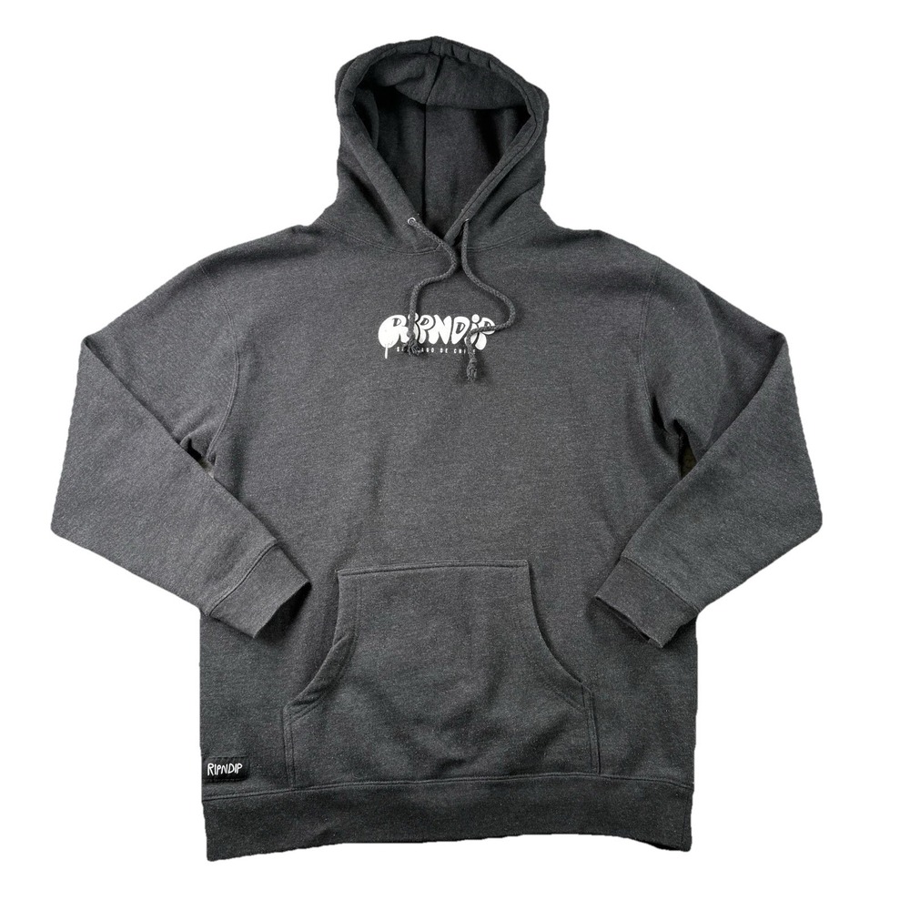 Ripndip Hoodie LARGE Trippy Cat Graphic Alien‎ Skate Streetwear Pullover Gray